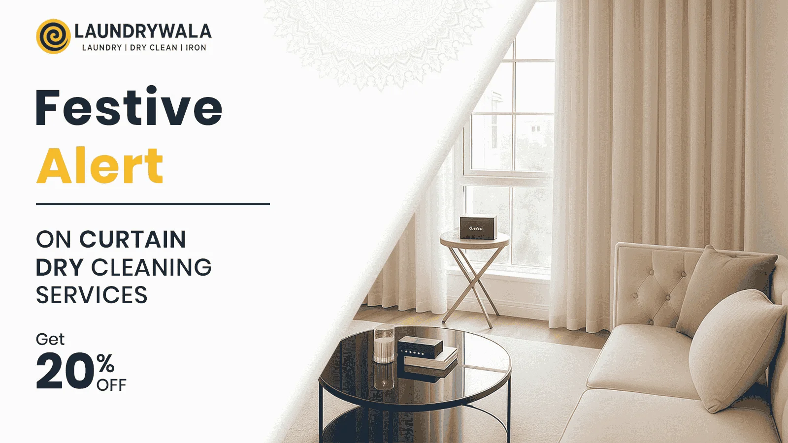 Laundrywala Noida offer on curtain cleaning flat 20% OFF